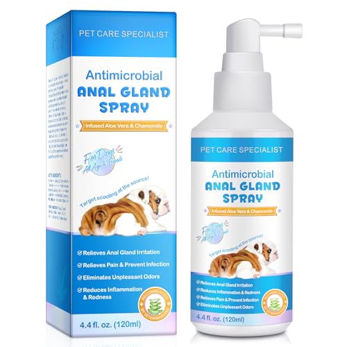 Hunde Analdrüsen Spray-120 ml Lindert schnell Analdrüsenreizungen und lindert Juckreiz,Stoppt das Scharren,Beseitigt hartnäckige Gerüche,Schmerzlindernd und Juckreizstillend,Sicher für alle Tiere von JSBNQRMZ