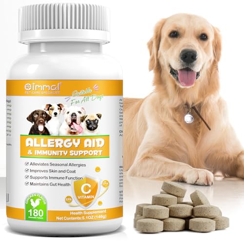 JSBNQRMZ Allergie Tabletten für Hunde,180 Tabletten für Verdauung, Milben Hund Tabletten,Immunsystem, Haut & Fell Allergien bei Hunden, erhält die Darmgesundheit- lindert saisonale Allergien von JSBNQRMZ