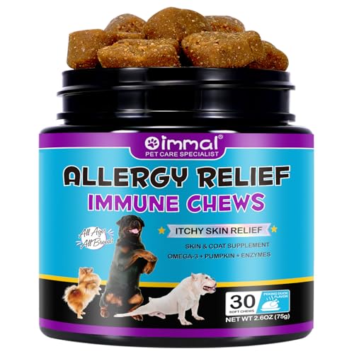 JSBNQRMZ Allergy für Hunde,30 Pcs Juckreizmittel für Hunde,Stärkung des Immunsystems-Peking Ente Geschmack,Beruhigen Juckende Haut,Pfoten,Augen,Ohren,Stoppen Juckreiz,Lecken von JSBNQRMZ