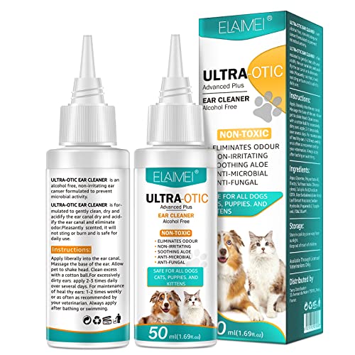 JSBNQRMZ Ohrenreiniger für Hunde & Katzen 50ml,Extra-starker Hundeohr Reiniger bei Entzündungen & Infektionen-Anti-FUNGAL Entfernung von Ohrenpuder für Haustiere,Ohrengeruch bei Haustieren von JSBNQRMZ