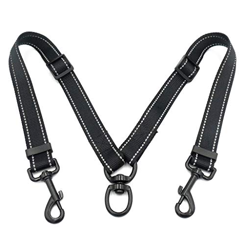 JSGHGDF Doppelt Verstellbare Hundeleine Slip Grip Hundesplitter Ausziehbare Hundeleine 2 Hunde Nicht Verhedderbar von JSGHGDF