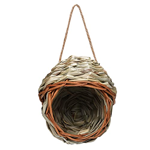 Handgewebtes Kanarienhaus Gras Gestricktes Vogelhaus Außen Natürliches Stroh Vogelhütte für Spatz Hängende Finken Roosting Nest Gras Vogelhütte von JSGHGDF