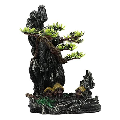 JSGHGDF Aquarium Bergblick Stein Ornament Felshöhle Landschaft Stabile Harzdekoration Für 5-50 Gallonen Aquarien von JSGHGDF