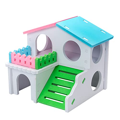 JSGHGDF Hamster Holzhaus 2 Etagen Nistplatz Haustiere Rennmäuse Chinchillas Schweine von JSGHGDF