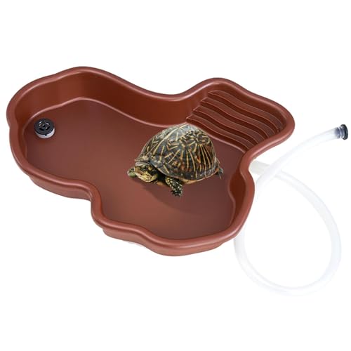 JSHDUSA Wasserschale für Schildkröten, Reptilien-Futternapf mit Rampe und Korbplattform, Schildkröten-Badschale, Reptilien-Wassernapf, Reptilien-Futter- und Wasserschale, Reptilien-Futterbox von JSHDUSA