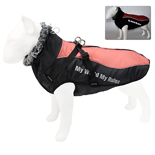 JSSEVN Hunde Winterjacken Reflektierend Wasserdicht Kaltwetter Mäntel Windschutz Warmer Pullover Rot 3XL von ＪＳＳＥＶＮ