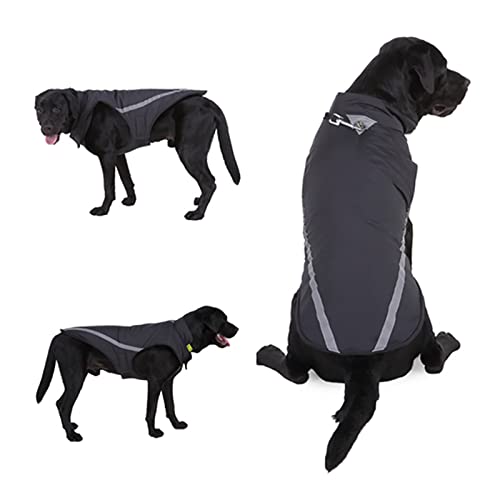 JSSEVN Hundejacke, wasserdicht, für kaltes Wetter, reflektierende Jacke mit weichem Fleece-Futter, warm, für Camping, Wandern, Schwarz, Größe 2XL von ＪＳＳＥＶＮ