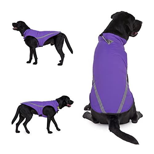 JSSEVN Hundejacke, wasserdicht, für kaltes Wetter, reflektierende Jacke mit weichem Fleece-Futter, warm, für Camping, Wandern, Violett, 2XL von ＪＳＳＥＶＮ