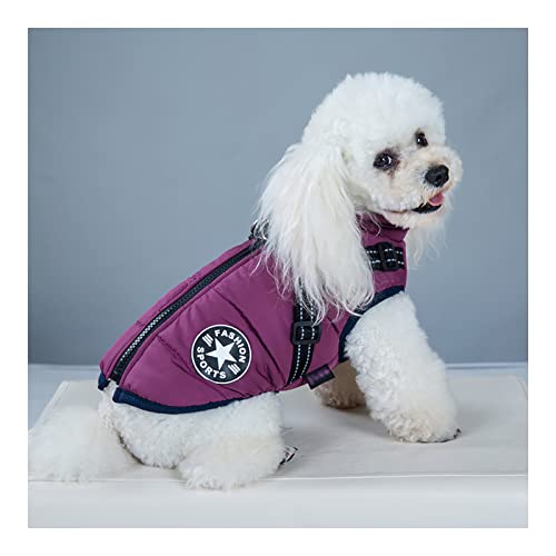 JSSEVN Hundekleidung für kleine Hundemantel, wasserdichte Winterjacke, warme Weste mit Hundegeschirr, für kleine, mittelgroße und große Hunde, Lila L von ＪＳＳＥＶＮ