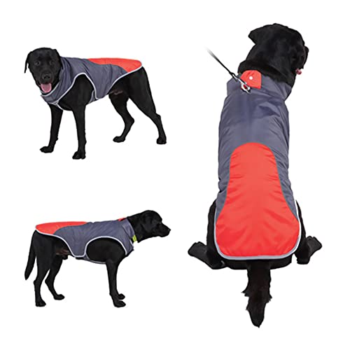 JSSEVN Hundemantel, wasserdichte Hundejacke für mittelgroße und große Hunde, winddicht, warmer Winter, reflektierende Streifen, verstellbare Brust, rot, L von ＪＳＳＥＶＮ