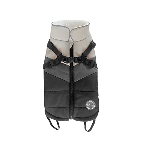 JSSEVN Warmer Hundemantel, wasserdichte Haustier-Winterjacke, Outdoor-Hundekleidung für kaltes Wetter, gepolstert, mit D-Ringen, Grau M von ＪＳＳＥＶＮ