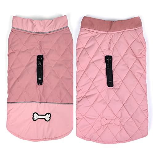 JSSEVN Wasserdichter Hundemantel Winter Warme Jacke Weste Winddicht Schneeanzug Hundekleidung Outfit Weste Haustiere Hundegeschirr Loch Rosa L von ＪＳＳＥＶＮ