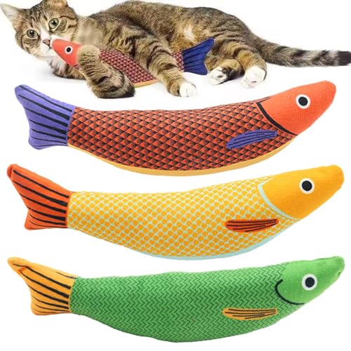 JSTHHTT 3PCS Spielzeug mit Katzenminze, 22cm Fisch Katzenminze Spielzeug, Simulation Fisch Katze Spielzeug, Katzenminze Kissen, Spielzeug Katze, Katze Interaktive Spielzeug für Katze Haustiere von JSTHHTT