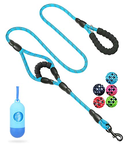 JSXD Hundeleine, 1,5 m, robust, Doppelgriff, gepolstert und reflektierend, Seil für kleine, mittelgroße und große Hunde, Rope Leash, blau von JSXD