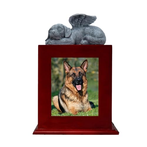 JSZDFSV Haustier-Gedenkgeschenk Hundeurne mit Bilderrahmen für verstorbene Hunde, Holzurne, Beileidsgeschenk für Beerdigung von JSZDFSV