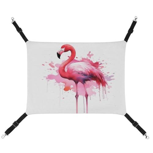 JTKBNVM Flamingo Aquarell-Katzen-Hängematte, Haustier-Hängematte, Frettchen-Hängematte, Katzenhängematte für große Katzen, Hamster-Hängematte, weiches Hängebett, Katzenhängematte von JTKBNVM