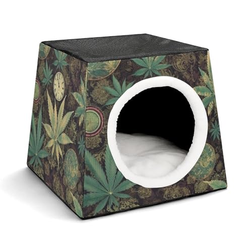 Capsule Pet Waterloo A Puff in Time Weed Marihuana Printed Foldable Dog House Cat Cave Soft Kitten Bed Warm Rabbit Nest Chinchillas Hideout for Indoor Small and Medium Animal von JTKLQBN