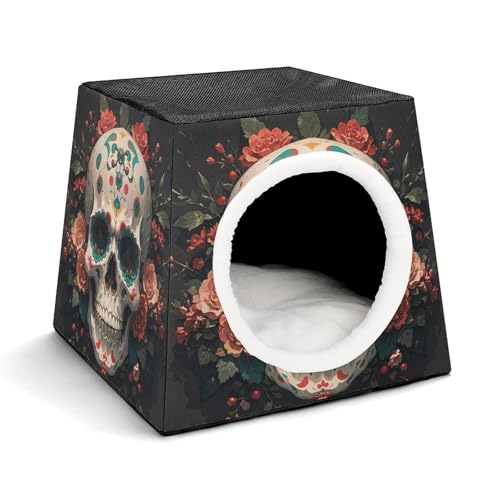 Capsule Pet Waterloo Amazing Skull and Bones Printed Foldable Dog House Cat Cave Soft Kitten Bed Warm Rabbit Nest Chinchillas Hideout for Indoor Small and Medium Animal von JTKLQBN