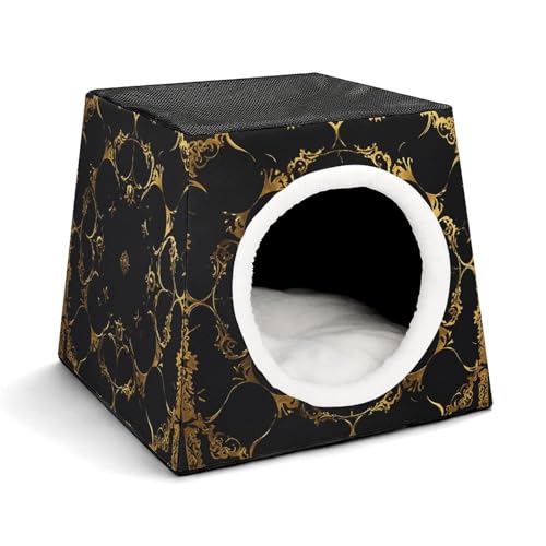 Capsule Pet Waterloo Black and Gold Background Printed Foldable Dog House Cat Cave Soft Kitten Bed Warm Rabbit Nest Chinchillas Hideout for Indoor Small and Medium Animal von JTKLQBN