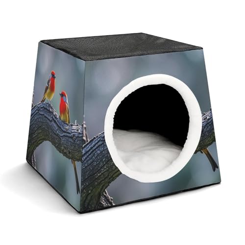 Capsule Pet Waterloo Blackwood Cardinal Bird Printed Foldable Dog House Cat Cave Soft Kitten Bed Warm Rabbit Nest Chinchillas Hideout for Indoor Small and Medium Animal von JTKLQBN