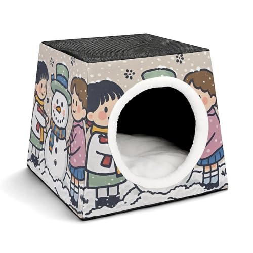 Capsule Pet Waterloo Build A Snowman Together Printed Foldable Dog House Cat Cave Soft Kitten Bed Warm Rabbit Nest Chinchillas Hideout for Indoor Small and Medium Animal von JTKLQBN