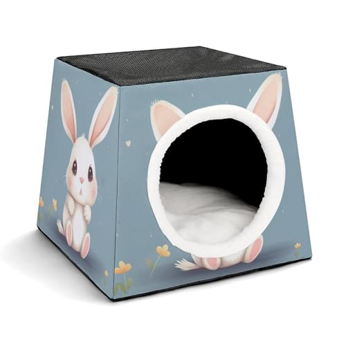 Capsule Pet Waterloo Cartoon Cute Bunny Printed Foldable Dog House Cat Cave Soft Kitten Bed Warm Rabbit Nest Chinchillas Hideout for Indoor Small and Medium Animal von JTKLQBN