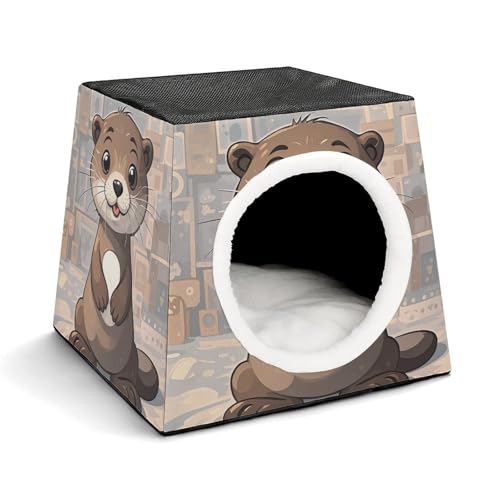 Capsule Pet Waterloo Cartoon Cute Otter Printed Foldable Dog House Cat Cave Soft Kitten Bed Warm Rabbit Nest Chinchillas Hideout for Indoor Small and Medium Animal von JTKLQBN