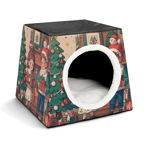 Capsule Pet Waterloo Children of Christmas Printed Foldable Dog House Cat Cave Soft Kitten Bed Warm Rabbit Nest Chinchillas Hideout for Indoor Small and Medium Animal von JTKLQBN