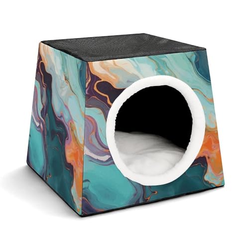 Capsule Pet Waterloo Colorful Marble Printed Foldable Dog House Cat Cave Soft Kitten Bed Warm Rabbit Nest Chinchillas Hideout for Indoor Small and Medium Animal von JTKLQBN