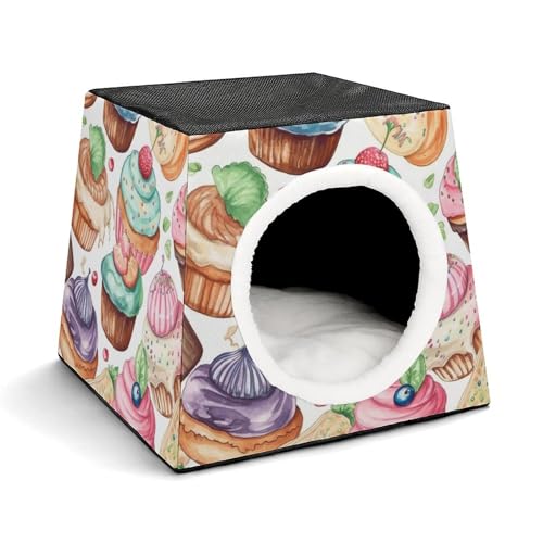 Capsule Pet Waterloo Cupcakes, Donuts, Muffins, Zucker, bedruckt, faltbar, Hundehaus, Katzenhöhle, weiches Kätzchenbett, warmes Kaninchennest, Chinchillas, Versteck für kleine und mittelgroße Tiere von JTKLQBN