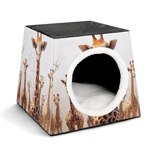 Capsule Pet Waterloo Cute Cartoon Funny Giraffes Printed Foldable Dog House Cat Cave Soft Kitten Bed Warm Rabbit Nest Chinchillas Hideout for Indoor Small and Medium Animal von JTKLQBN