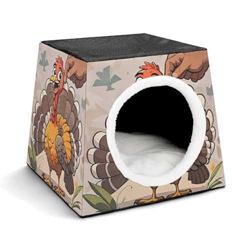 Capsule Pet Waterloo Don't Scratch The Turkey Printed Foldable Dog House Cat Cave Soft Kitten Bed Warm Rabbit Nest Chinchillas Hideout for Indoor Small and Medium Animal von JTKLQBN