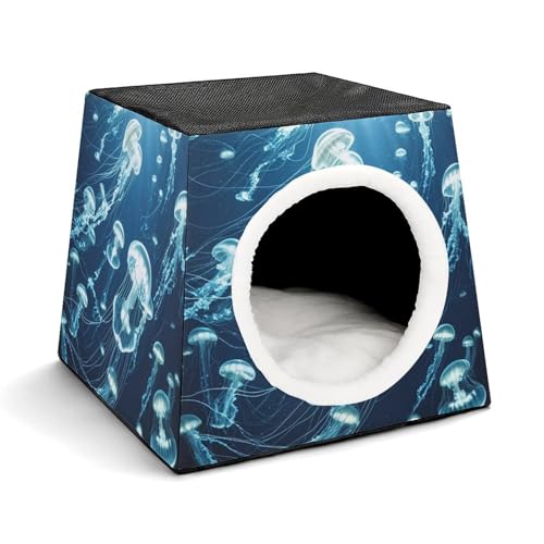 Capsule Pet Waterloo Dreamy Qualle Printed Foldable Dog House Cat Cave Soft Kitten Bed Warm Rabbit Nest Chinchillas Hideout for Indoor Small and Medium Animal von JTKLQBN