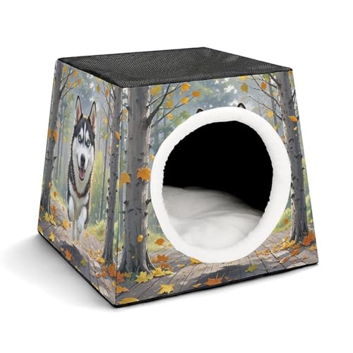 Capsule Pet Waterloo Fallen Leaves in Autumn Printed Foldable Dog House Cat Cave Soft Kitten Bed Warm Rabbit Nest Chinchillas Hideout for Indoor Small and Medium Animal von JTKLQBN