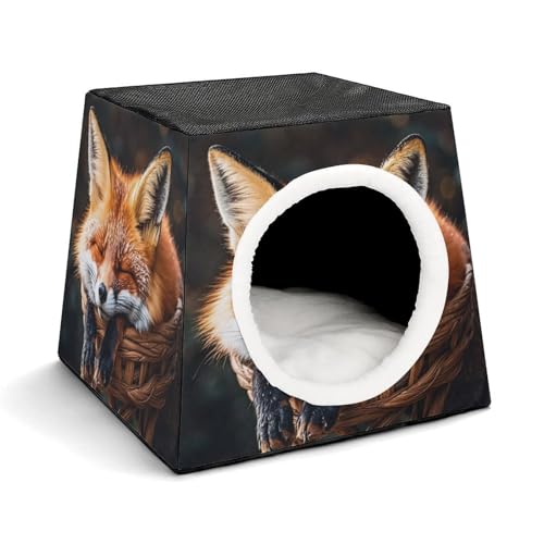 Capsule Pet Waterloo Funny Fox Creature Sleeping Printed Foldable Dog House Cat Cave Soft Kitten Bed Warm Rabbit Nest Chinchillas Hideout for Indoor Small and Medium Animal von JTKLQBN