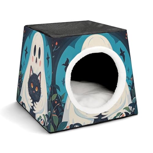 Capsule Pet Waterloo Ghost Black Cat Printed Foldable Dog House Cat Cave Soft Kitten Bed Warm Rabbit Nest Chinchillas Hideout for Indoor Small and Medium Animal von JTKLQBN