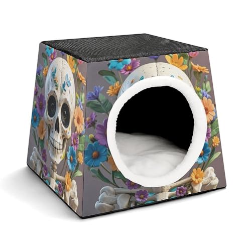 Capsule Pet Waterloo Ghost Printed Foldable Dog House Cat Cave Soft Kitten Bed Warm Rabbit Nest Chinchillas Hideout for Indoor Small and Medium Animal von JTKLQBN