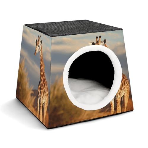 Capsule Pet Waterloo Giraffe Animals of Africa Printed Foldable Dog House Cat Cave Soft Kitten Bed Warm Rabbit Nest Chinchillas Hideout for Indoor Small and Medium Animal von JTKLQBN