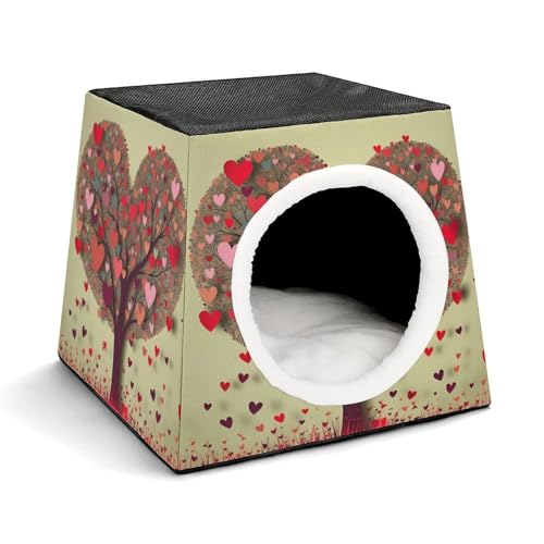 Capsule Pet Waterloo Heart Tree Printed Foldable Dog House Cat Cave Soft Kitten Bed Warm Rabbit Nest Chinchillas Hideout for Indoor Small and Medium Animal von JTKLQBN