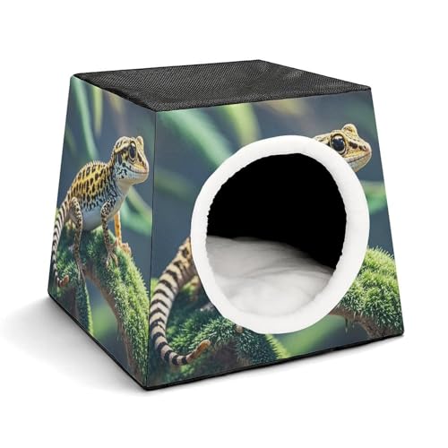 Capsule Pet Waterloo Leopard Little Gecko Printed Foldable Dog House Cat Cave Soft Kitten Bed Warm Rabbit Nest Chinchillas Hideout for Indoor Small and Medium Animal von JTKLQBN