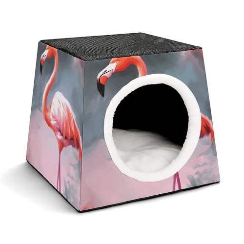 Capsule Pet Waterloo Painting Flamingo Printed Foldable Dog House Cat Cave Soft Kitten Bed Warm Rabbit Nest Chinchillas Hideout for Indoor Small and Medium Animal von JTKLQBN