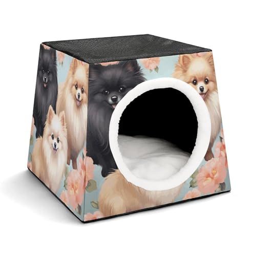 Capsule Pet Waterloo Pomeranians Pattern Printed Foldable Dog House Cat Cave Soft Kitten Bed Warm Rabbit Nest Chinchillas Hideout for Indoor Small and Medium Animal von JTKLQBN