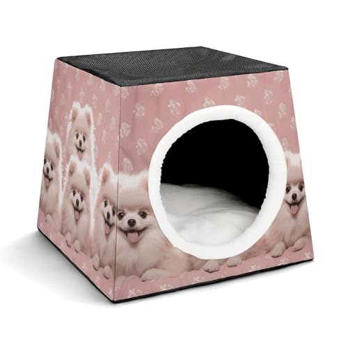 Capsule Pet Waterloo Pomeranians Puppies Printed Foldable Dog House Cat Cave Soft Kitten Bed Warm Rabbit Nest Chinchillas Hideout for Indoor Small and Medium Animal von JTKLQBN