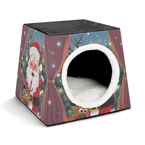 Capsule Pet Waterloo Rentier Peeping Printed Foldable Dog House Cat Cave Soft Kitten Bed Warm Rabbit Nest Chinchillas Hideout for Indoor Small and Medium Animal von JTKLQBN