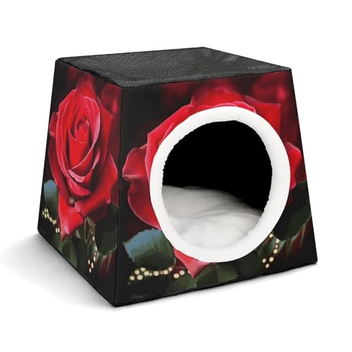 Capsule Pet Waterloo Rose Flower Printed Foldable Dog House Cat Cave Soft Kitten Bed Warm Rabbit Nest Chinchillas Hideout for Indoor Small and Medium Animal von JTKLQBN