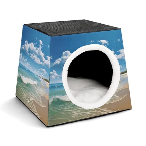 Capsule Pet Waterloo Sandy Beach Printed Foldable Dog House Cat Cave Soft Kitten Bed Warm Rabbit Nest Chinchillas Hideout for Indoor Small and Medium Animal von JTKLQBN