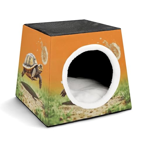 Capsule Pet Waterloo Schildkröte, Schildkröte, springend, bedruckt, faltbar, Hundehaus, Katzenhöhle, weiches Kätzchenbett, warmes Kaninchennest, Chinchillas, Versteck für kleine und mittelgroße Tiere von JTKLQBN