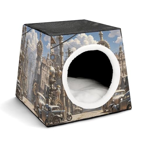 Capsule Pet Waterloo Steampunk City Printed Foldable Dog House Cat Cave Soft Kitten Bed Warm Rabbit Nest Chinchillas Hideout for Indoor Small and Medium Animal von JTKLQBN