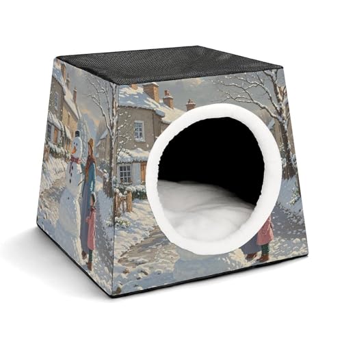 Capsule Pet Waterloo Street Snowman Printed Foldable Dog House Cat Cave Soft Kitten Bed Warm Rabbit Nest Chinchillas Hideout for Indoor Small and Medium Animal von JTKLQBN