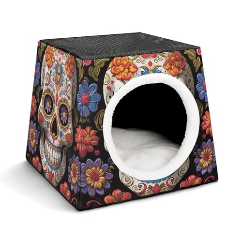 Capsule Pet Waterloo Sugar Skulls Printed Foldable Dog House Cat Cave Soft Kitten Bed Warm Rabbit Nest Chinchillas Hideout for Indoor Small and Medium Animal von JTKLQBN